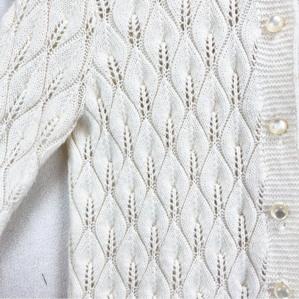 Vintage Cable Knit Cardigan Sweater‎ Size Medium Cottagecore Feminine Chunky - Picture 3 of 10